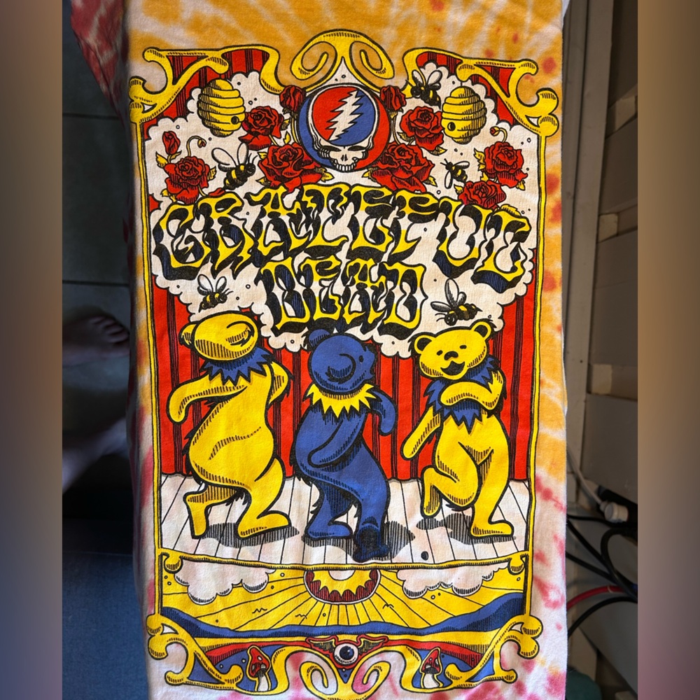 Grateful Dead Tie-Dye Short Sleeve Tee - Red, Yellow, Blue